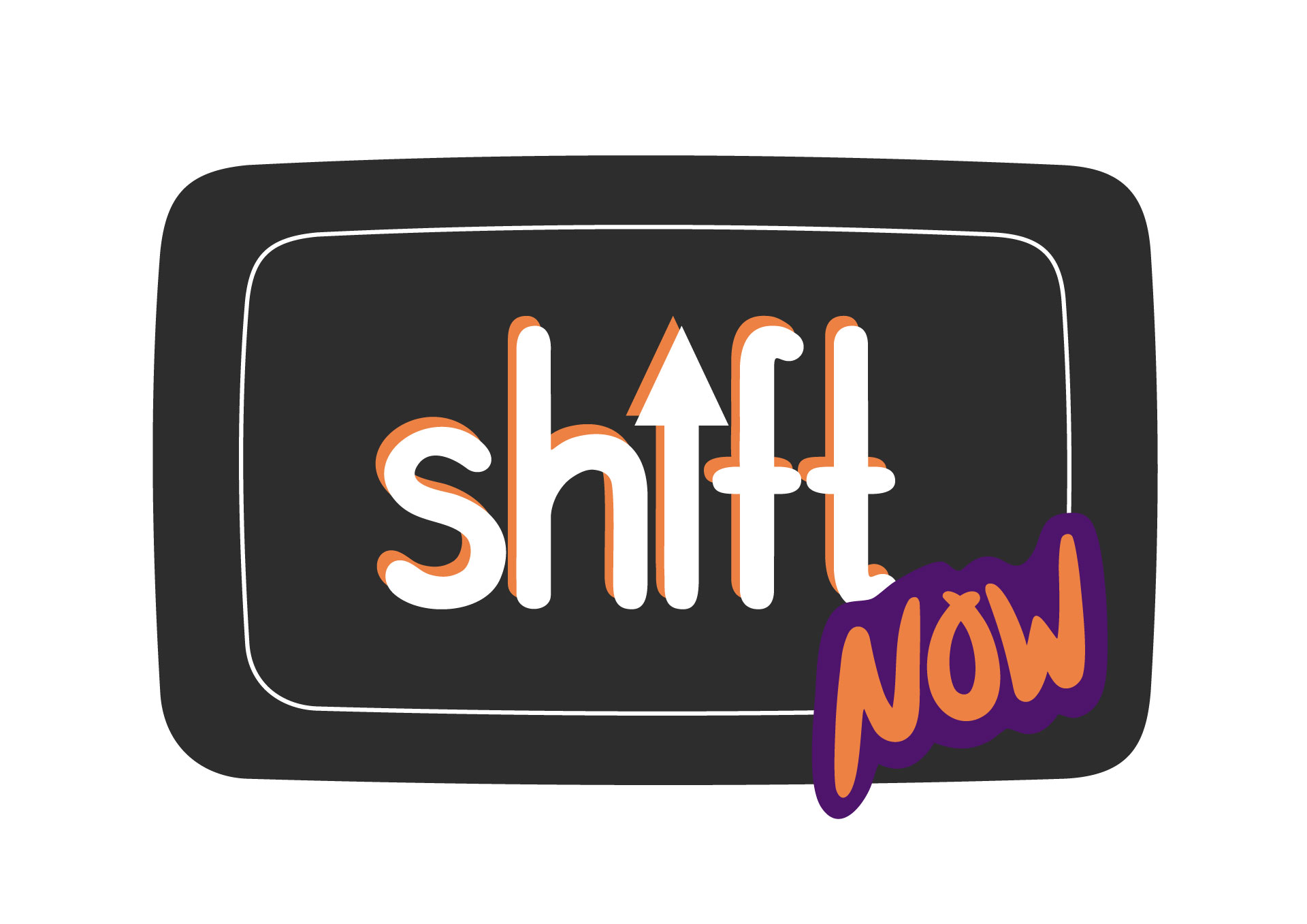 weiße und organe Schrift auf schwarzem Hintergrund shift Now